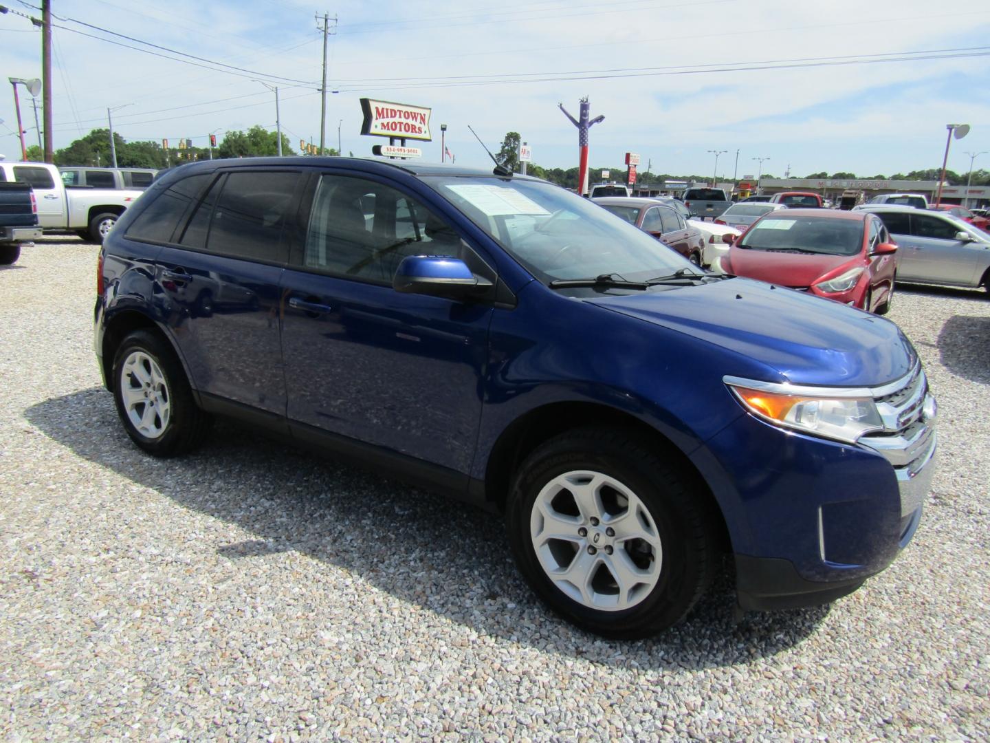 2013 Blue /Gray Ford Edge SEL FWD (2FMDK3JC6DB) with an 3.5L V6 DOHC 24V engine, Automatic transmission, located at 15016 S Hwy 231, Midland City, AL, 36350, (334) 983-3001, 31.306210, -85.495277 - Photo#0